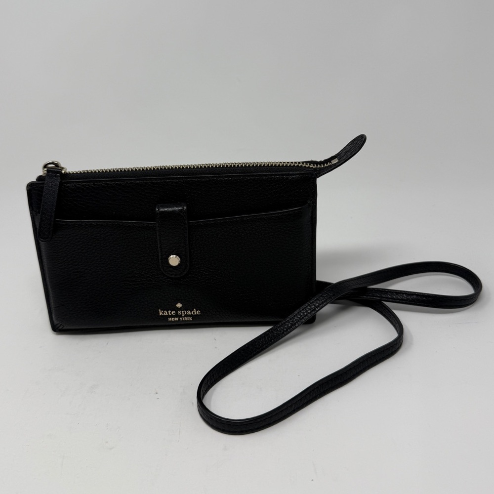 KATE SPADE Black Larchmont Avenue Wallet with Removable Crossbody Strap - Picture 2 of 8